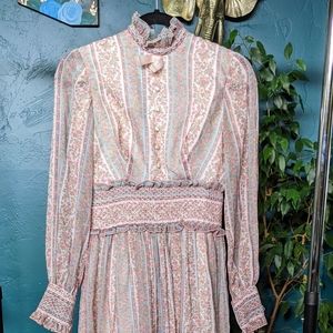 70s Vintage Prairie Maxi Dress. XS-S, Multi color